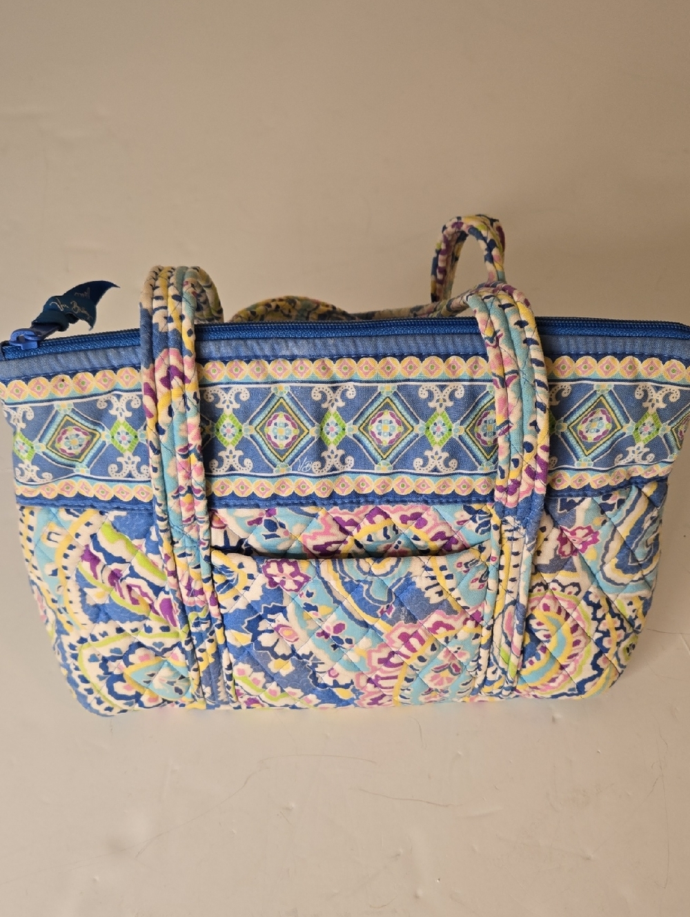 Vera Bradley Quilted Tote in Blue Multicolor Paisley